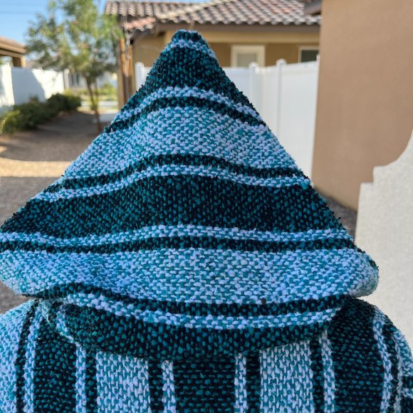 Confecciones Artilana Green Striped Poncho Women Size Medium - Picture 9 of 16